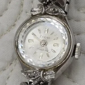 Zodiac Swiss 1960s 10k GF Diamond Watch Mid-century 10k RGP Zodiac Cocktail Watch, Small, Runs  main image 3